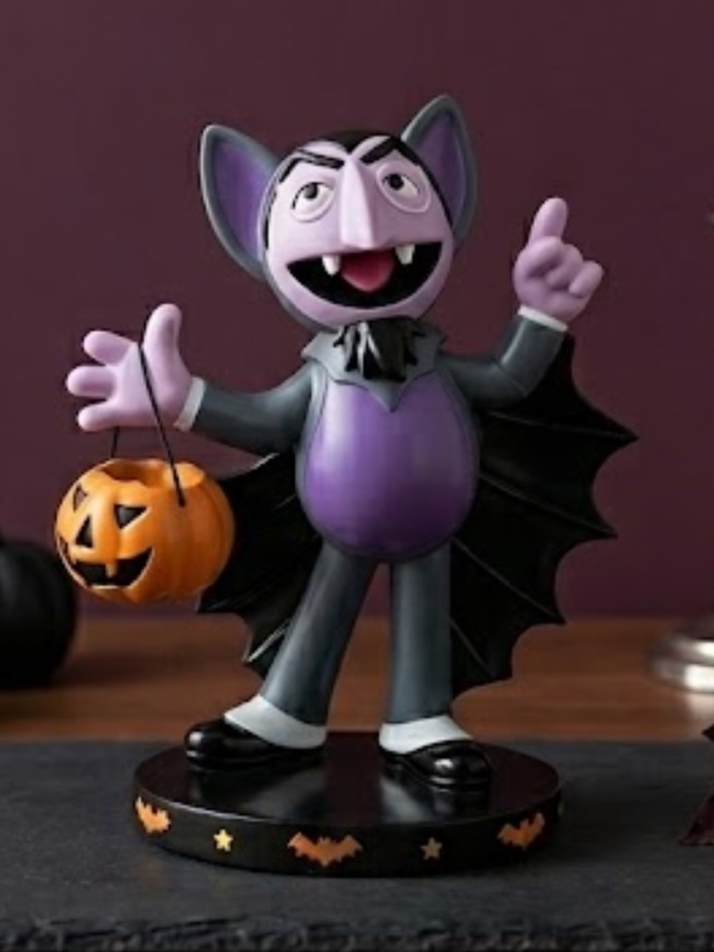 Sesame Street Halloween Bat Costume Count Von Count 9" Figurine Statue Decor